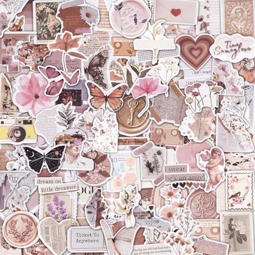 HOTUT Vintage Stickers,120 Stück Aufkleber Aesthetic,Scrapbook Stickers,Wasserfeste Vinyl-Aufkleber für Laptop, Scrapbooking, Tagebuch, Wasserflaschen, für Erwachsene und Jugendliche HOTUT Vintage Stickers,120 Stück Aufkleber Aesthetic,Scrapbook Stickers,Wasserfeste Vinyl-Aufkleber für Laptop, Scrapbooking, Tagebuch, Wasserflaschen, für Erwachsene und Jugendliche von HOTUT