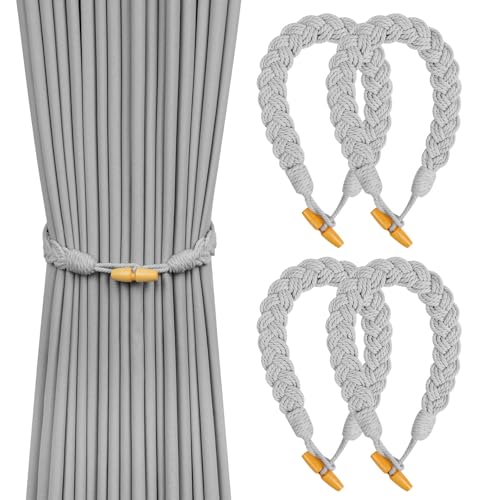 HOTUT Vorhang Raffhalter, 4 Stück Curtain Rope Buckle, Handgestrickte Vorhang-Raffhalter, Vorhangbinder, Gardinen Raffhalter für Haus Office, Wohnzimmer, Schlafzimmer - Hornschnalle HOTUT Vorhang Raffhalter, 4 Stück Curtain Rope Buckle, Handgestrickte Vorhang-Raffhalter, Vorhangbinder, Gardinen Raffhalter für Haus Office, Wohnzimmer, Schlafzimmer - Hornschnalle von HOTUT