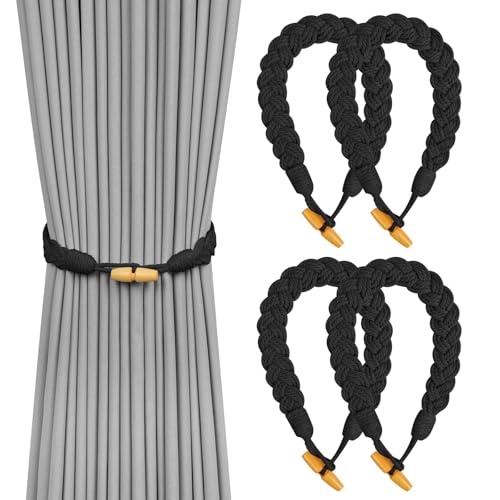 HOTUT Vorhang Raffhalter, 4 Stück Curtain Rope Buckle, Handgestrickte Vorhang-Raffhalter, Vorhangbinder, Gardinen Raffhalter für Haus Office, Wohnzimmer, Schlafzimmer - Hornschnalle HOTUT Vorhang Raffhalter, 4 Stück Curtain Rope Buckle, Handgestrickte Vorhang-Raffhalter, Vorhangbinder, Gardinen Raffhalter für Haus Office, Wohnzimmer, Schlafzimmer - Hornschnalle von HOTUT