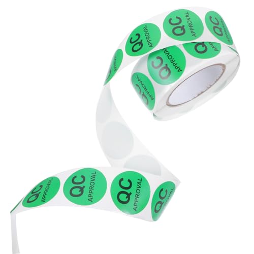 HOUDERCO 1 Rolle Runde Qc Labels für Qualitätskontrollen Selbstklebende Prüfaufkleber mit Schwarzem Text für Lagerverwaltung und Produktionsinspektion Klare Sichtbarkeit für Effiziente von HOUDERCO