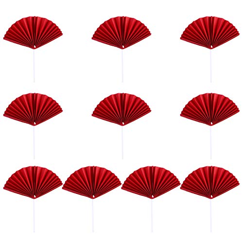 HOUDERCO 10pcs Geburtstag Kuchen Picks Fan-förmigen Kuchen Topper Kuchen Dekore Kreative Dekorationen in Rot von HOUDERCO