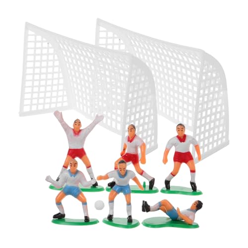 HOUDERCO 1 Set Fußballmannschafts Dekoration Ornamente Fußball Thema Topper Mini Fußballfigur Ballspieler Kuchenaufsätze Fußball Kuchendekoration Fußball Kuchendekor Fußball von HOUDERCO