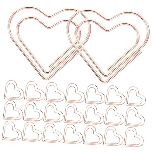 HOUDERCO 100 Stück Herzförmige Büroklammern Roségold Metallische Dokumentenclips für Notizen Fotos und Memos für Büro Schule und Kreative Projekte von HOUDERCO