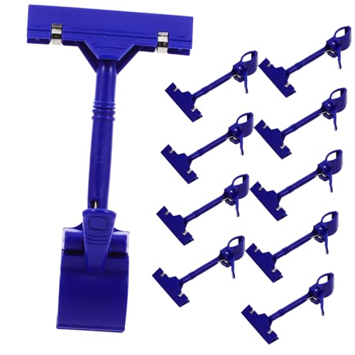 HOUDERCO 10Stücke Doppelseitige Schilder Clips T Förmiger Clip Drehbarer Kunststoff Tag Clip für Preisschilder Etiketten und Werbung Blau für Einzelhandel und Messen von HOUDERCO