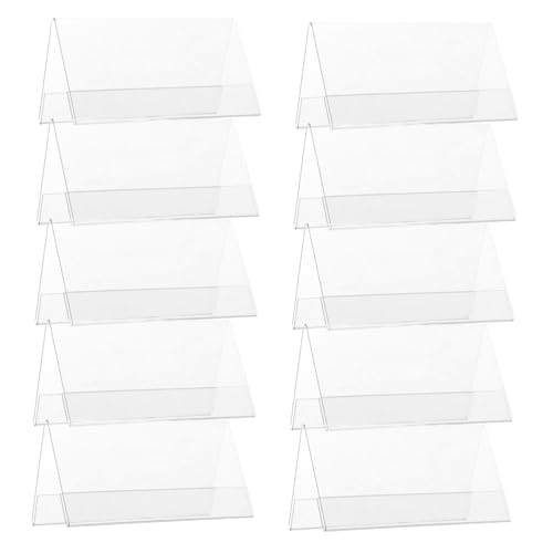 HOUDERCO 10Stücke Transparente V Förmige Tischkartenhalter für Namensschilder Doppelseitige Rahmen für Konferenzen Meetings und Veranstaltungen Langlebig und Anpassbar von HOUDERCO
