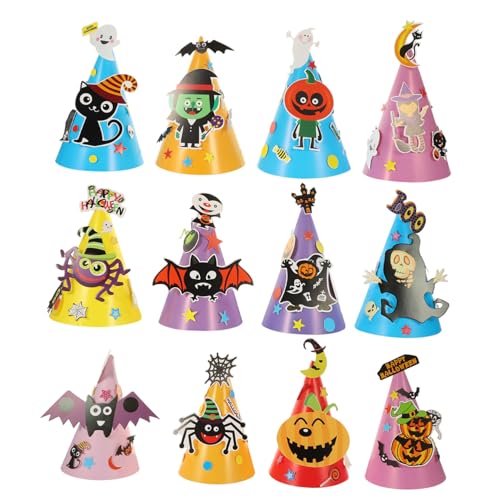 HOUDERCO 12 Stück Cartoon Hüte Partyhüte Für Halloween Dekor Halloween Party Dekorativer Hut Kopfschmuck Hutmaterialien HOUDERCO 12 Stück Cartoon Hüte Partyhüte Für Halloween Dekor Halloween Party Dekorativer Hut Kopfschmuck Hutmaterialien von HOUDERCO