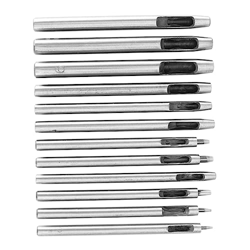 HOUDERCO 12Stücke Teiliges Hohlstanzset Legiertem Hochwertige für Gürtel und Bastelarbeiten Scharfe Schneidkanten Verschiedene für Designs von HOUDERCO