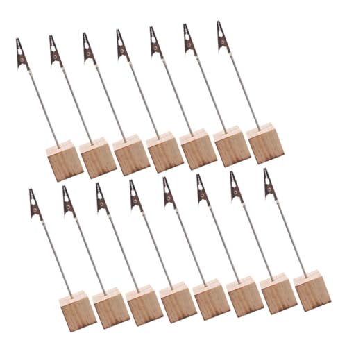 HOUDERCO 15Stücke Vintage Holz Kartenhalter Robuste Foto und Platzkartenständer für Hochzeiten Partys und Restaurantdekoration Elegante Memo Clips aus Holz von HOUDERCO