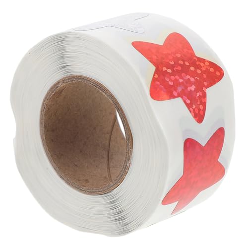 HOUDERCO 1Rolle Dekorative Sternaufkleber Selbstklebend Holografische Glitzer Sternaufkleber für Belohnungen für Kindergarten Grundschule und Bastelprojekte von HOUDERCO
