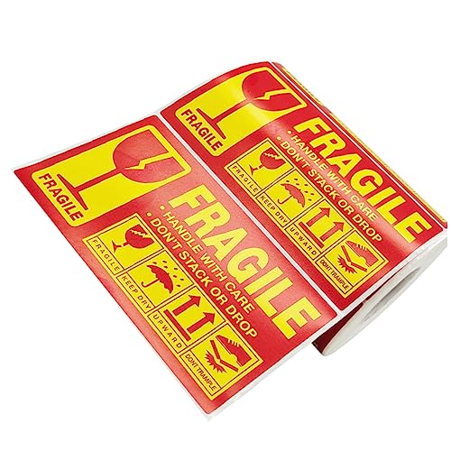 HOUDERCO 1Rolle Fragile Warnaufkleber mit Pflegehinweisen Selbstklebende Versandetiketten für Sichere Verpackung und Transport Zerbrechlich Hohe Einfach Anzubringen HOUDERCO 1Rolle Fragile Warnaufkleber mit Pflegehinweisen Selbstklebende Versandetiketten für Sichere Verpackung und Transport Zerbrechlich Hohe Einfach Anzubringen von HOUDERCO