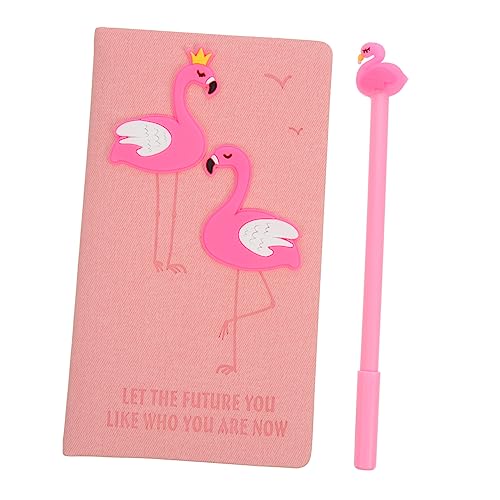 HOUDERCO 1Satz Kawaii Notizbuch mit Flamingo Design Tragbarer Notizblock für Schule Büro Reisen für Notizen Tagebuch Memos Stift und Süßem Tiermuster von HOUDERCO