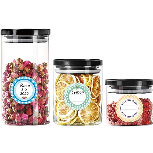 HOUDERCO 1Tasche Bunte Selbstklebende Dosenetiketten Wasserfeste Runde Aufkleber für Marmeladengläser und Flaschen für Kreative Beschriftungen und von HOUDERCO