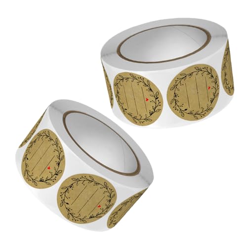 HOUDERCO 2 Rollen Selbstklebende Etiketten Kraftpapier Aufkleber mit Zartem Muster für Backwaren und Handwerksprojekte Beschriften und Versiegeln HOUDERCO 2 Rollen Selbstklebende Etiketten Kraftpapier Aufkleber mit Zartem Muster für Backwaren und Handwerksprojekte Beschriften und Versiegeln von HOUDERCO