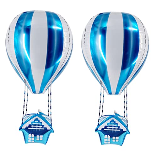 HOUDERCO 2 Stück Ballon wohnungsdeko wohnraumdeko balloon Raumdekoration fotohintergrund balongas polsterelemente geburtstagseinladungen Party Luft für wiederverwendbar Aluminiumfolie Blue von HOUDERCO