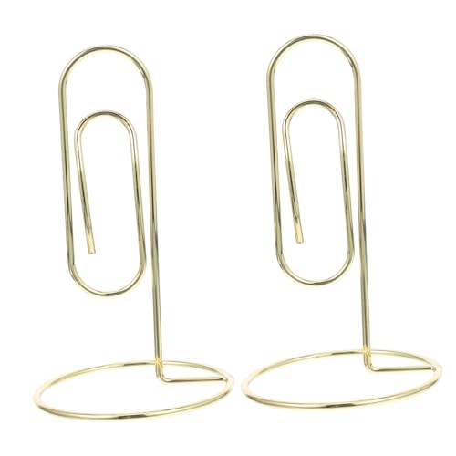HOUDERCO 2 Stück Goldene Metall Kartenhalter Robuste Clip Stand für Visitenkarten Notizen und Fotos für Büro Events und Hochzeiten von HOUDERCO