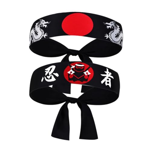 HOUDERCO 2 Stück Japanisches Karate Stirnband aus Weichem Polyester Schweißabsorbierend und Vielseitig für Karate Kochen Ninja und Partykostüme Komfortabel und Stilvoll als Sushi koch HOUDERCO 2 Stück Japanisches Karate Stirnband aus Weichem Polyester Schweißabsorbierend und Vielseitig für Karate Kochen Ninja und Partykostüme Komfortabel und Stilvoll als Sushi koch von HOUDERCO