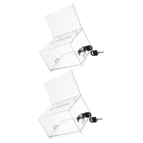 HOUDERCO 2 Stück Transparente Acrylbox Verschließbare Vorschlags und Visitenkartenbox Sichere Aufbewahrung für Büros Klassenzimmer Cafés Vielseitig Nutzbar Robust und Kratzfest von HOUDERCO