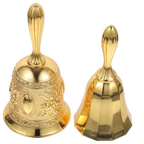 HOUDERCO 2 Stück Vintage Tischglocken aus Kupferlegierung Manuelle Serviceglocken für Restaurant Bar Hochzeit Schule und Büro Extra Laute Handglocken Praktische Dekoration und Rufsignal HOUDERCO 2 Stück Vintage Tischglocken aus Kupferlegierung Manuelle Serviceglocken für Restaurant Bar Hochzeit Schule und Büro Extra Laute Handglocken Praktische Dekoration und Rufsignal von HOUDERCO