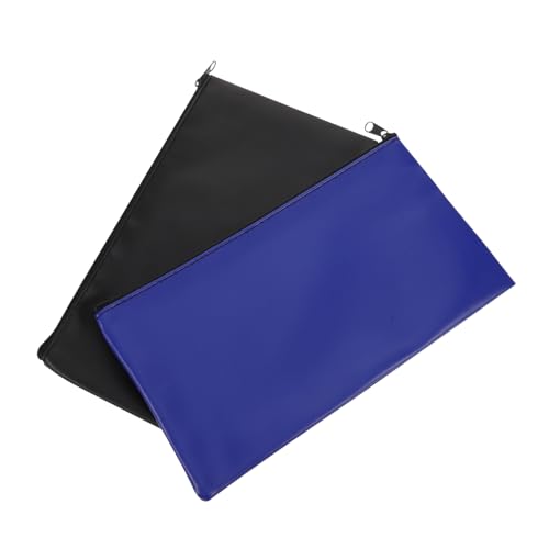 HOUDERCO 2 Stück Wasserdichte Kleine Geldtasche aus Pu-leder mit Reißverschluss in Schwarz und Blau Strapazierfähiger Organizer für Banknoten und Belege für Reisen und Geschäftsreisen von HOUDERCO