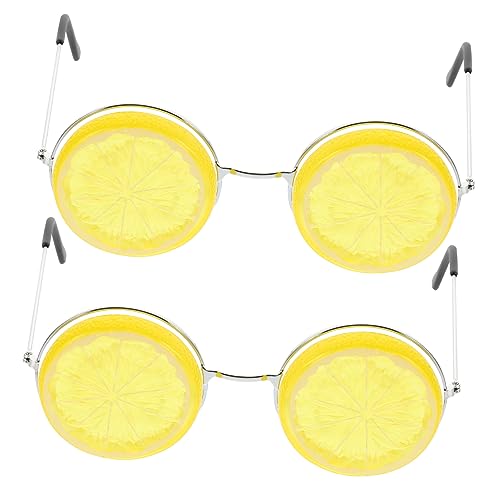HOUDERCO 2 Stück lustige Brille Strand Party Zitrone geformt retro Hochzeitsfoto Requisiten Hochzeitsfoto Brillen gläser gurkenglas baustützen kindersonnenbrille Yellow von HOUDERCO