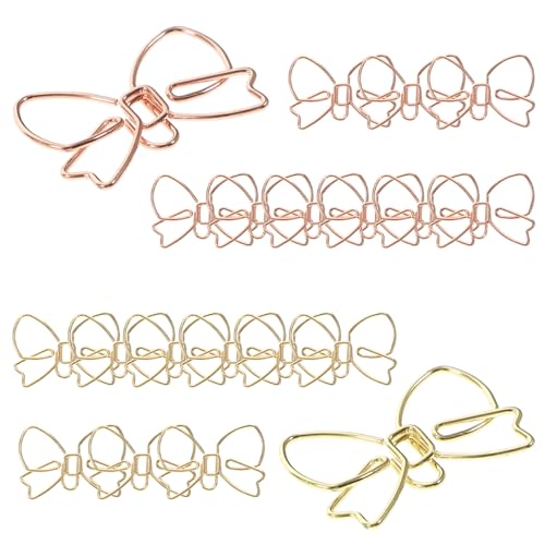 HOUDERCO 20 Stück Kleine Metall Büroklammern in Schleifenform Dekorative Papierklammern aus Robustem Metall Praktische Office Clips in Roségold und Gold für Büro und Schule HOUDERCO 20 Stück Kleine Metall Büroklammern in Schleifenform Dekorative Papierklammern aus Robustem Metall Praktische Office Clips in Roségold und Gold für Büro und Schule von HOUDERCO