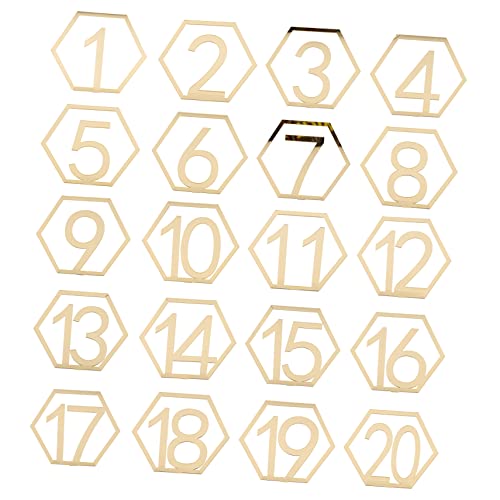 HOUDERCO 20 Stück Tischnummern aus Goldene Tischnummern für Hochzeiten Geburtstagsfeiern und Events Dekoration für Hochzeitsempfänge von HOUDERCO