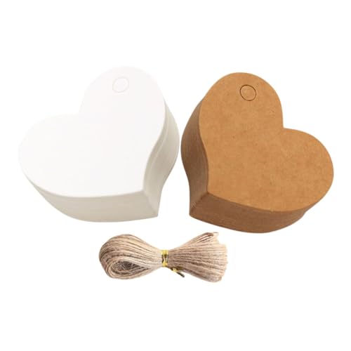 HOUDERCO 200Stücke Herzanhänger Schnur Leere Geschenkanhänger für Valentinstag DIY Bastelarbeiten Robuste Hängeetiketten für Dekorationen und Partys Romantische von HOUDERCO