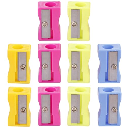 HOUDERCO 24Stücke Mini Bleistiftspitzer aus Kunststoff Gemischten Farben Handbetriebene Anspitzer für Schule und Bastelprojekte Einfach zu Reinigen und Handlich von HOUDERCO