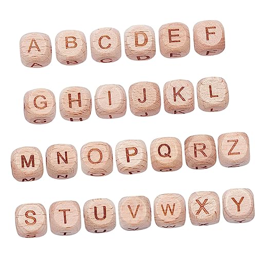 HOUDERCO 26Stücke Holzbuchstabenperlen Dekorative DIY Perlen Lose Buchstabenperlen für Schmuckherstellung Naturholz Geeignet für Armbänder und von HOUDERCO