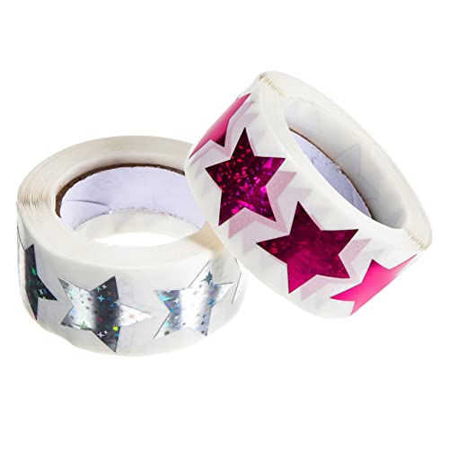 HOUDERCO 2Rollen Chic Star Sticker Selbstklebende Sternaufkleber für Glitzernde Belohnungssticker für Schule Bastelprojekte und Leuchtende Zartes von HOUDERCO