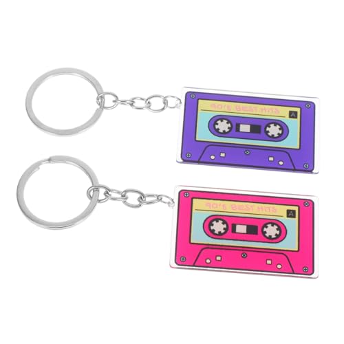 HOUDERCO 2Stücke Mini Kassetten Schlüsselanhänger Im Retro Design Und Jahre Accessoires Für Damen Schlüsselanhänger Für Mottopartys Und Dekoration von HOUDERCO