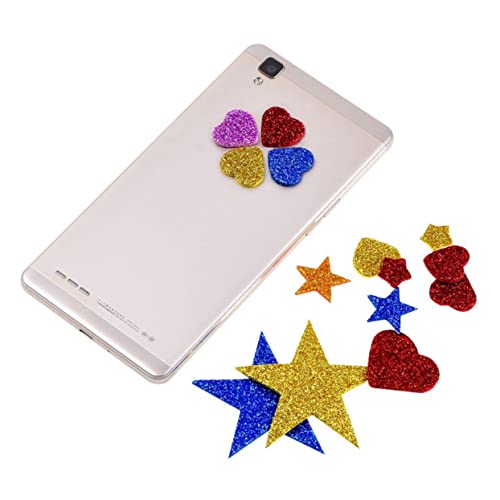 HOUDERCO 2er Pack Pack Glitzer Herz Stern Wandaufkleber für DIY Projekte Selbstklebende Sticker für Scrapbooking Kinderhandwerk und Raumdekoration von HOUDERCO