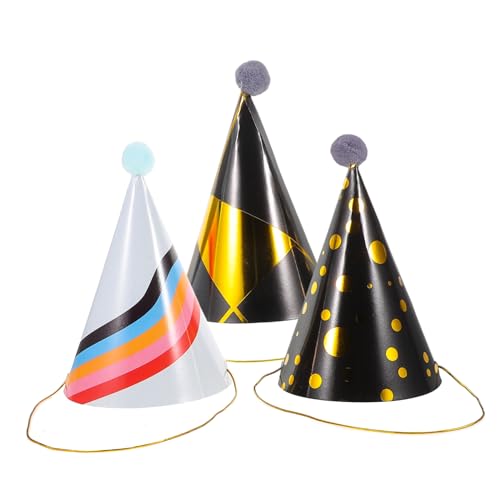 HOUDERCO 3 Stück Geburtstagshut Mit Goldprägung Silvesterparty Liefert Hüte 1/2 Geburtstagsmütze Kappe Frohes Neues Jahr Hüte Kegelhüte Erster Geburtstagshut Kindermütze Neuheit Hut Papier von HOUDERCO