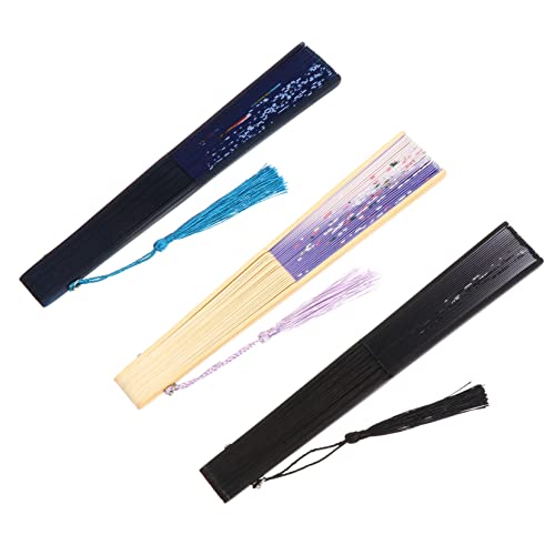 HOUDERCO 3 Stück Teiliges Retro Faltfächer Handfächer für Tanz und Dekoration im Antiken Design und Langlebig für Aufführungen und Hochzeiten von HOUDERCO