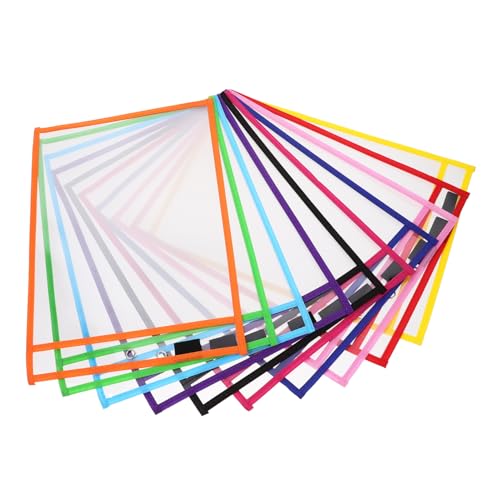 HOUDERCO 30Stücke Wiederverwendbare Dry Erase Taschen mit Stifthalter Abwischbare Schreib und Wischtaschen für Büro und Schule Zufällige Farben für Dokumente und Vorlagen von HOUDERCO