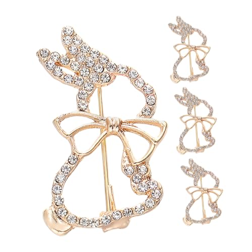 HOUDERCO 4 Pcs Metall Kaninchenbroschen Für Frauen Süße Tierstifte Für Kleidung Einzigartige Accessoires Für Anzüge Stilvoller Metall Kaninchenschmuckzubehör Für Taschen von HOUDERCO