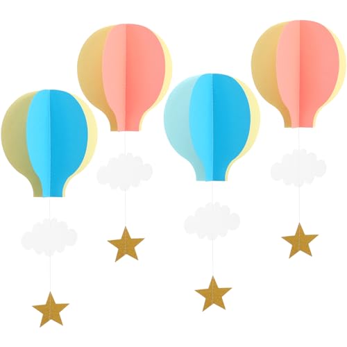 HOUDERCO Dekorationen 4 Stück 3d-heißluftballon Aus Papier Hängende Dekorationen Für Jungen- Und Mädchenzimmer Babyparty Hochzeit von HOUDERCO