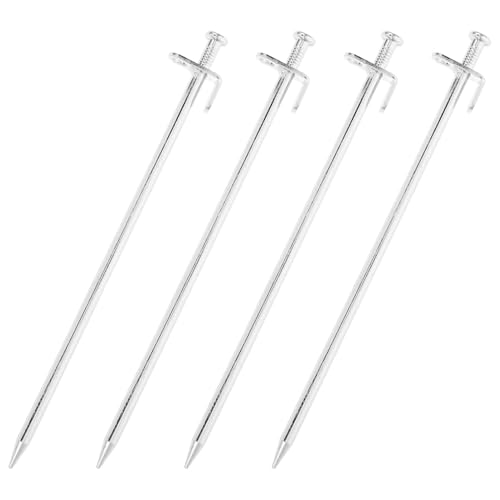 HOUDERCO 4 Stück Metall Bodenanker Weiß Gartennägel Pflanzstab Erdanker für Gartenfolie Rasenkante Befestigung Gartenvlies Unkrautvlies Befestigungsanker für Garten und Terrasse von HOUDERCO