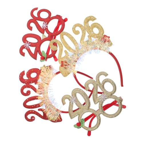 HOUDERCO 4 Stück Teiliges Neujahrs Haarband und Partybrille mit Glitzer für Festliche Anlässe Funkelnde Haarschmuck für Silvesterfeiern und Foto Props HOUDERCO 4 Stück Teiliges Neujahrs Haarband und Partybrille mit Glitzer für Festliche Anlässe Funkelnde Haarschmuck für Silvesterfeiern und Foto Props von HOUDERCO