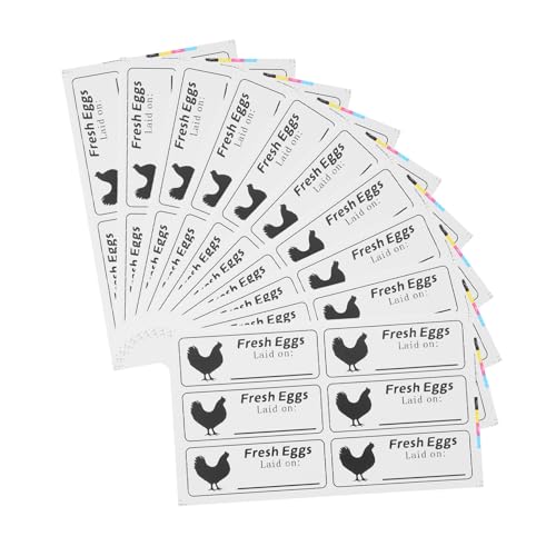 HOUDERCO 40Blätter Frische Eier Aufkleber Selbstklebende Etiketten für Eierkartons Praktische Datteln für Lebensmittel Einfach zu Beschriften und Vielseitig Einsetzbar von HOUDERCO