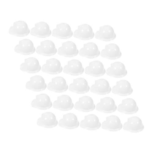 HOUDERCO 40St Mini-Bauhut Partyhut laufende Mütze Hut-Anzeige Schlafmütze Mützen für Männer safety cap miniatures Baustellen-Set Haustier Helm Schutzhelme für Miniaturpuppen Plastik Weiß von HOUDERCO