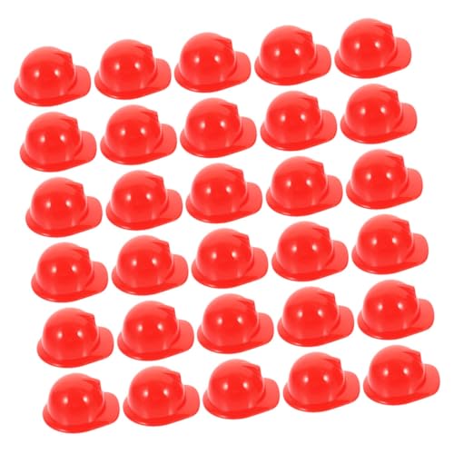 HOUDERCO 40St Mini-Bauhut safety cap Trucker-Hut Schutzhelmhalterung Halsschutz für Schutzhelme Hut mit Hals Hutschachtel schirmmützen Plastikpuppen-Konstruktionshut Miniaturpuppenhut rot von HOUDERCO
