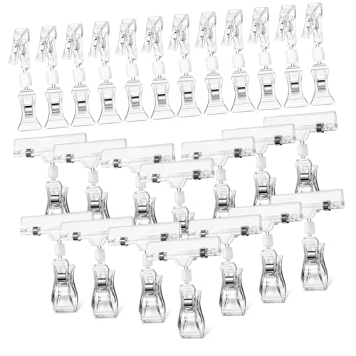 HOUDERCO 40Stücke Drehbare Schilderclips Transparente Preisschilder Halter für Geschäfte Starke Klemmung Drehbares Design für Vielseitige Präsentationen von HOUDERCO