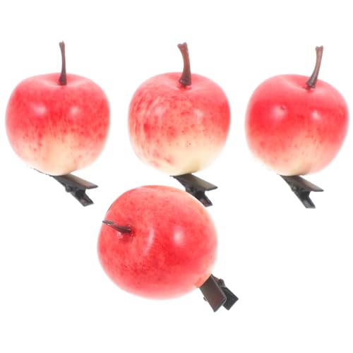 HOUDERCO 4Stücke Apfel Haarspangen Lustige Haarschmuck für Damen für Partys Geburtstage und Leicht und Bequem zu Vielseitig Einsetzbar von HOUDERCO