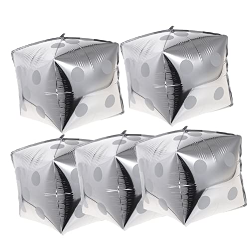 HOUDERCO 5St Würfel Dekoration für Junggesellinnenabschiede LED-Ballonlichter Aufblasgerät Blase event wand polsterung Luftballons für Geburtstagsfeiern Jumbo-Ballons Aluminiumfolie Silver HOUDERCO 5St Würfel Dekoration für Junggesellinnenabschiede LED-Ballonlichter Aufblasgerät Blase event wand polsterung Luftballons für Geburtstagsfeiern Jumbo-Ballons Aluminiumfolie Silver von HOUDERCO
