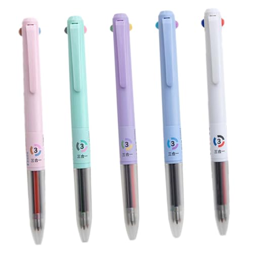 HOUDERCO 5Stücke Mehrfarbige Kugelschreiber mit Ergonomischem Design Zeichenstifte für Studenten Kreatives Schreibwaren Zubehör von HOUDERCO