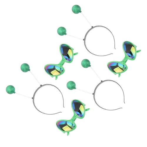 HOUDERCO 6 Stück Teiliges Festival Haarreif mit Grünen Lustigen Brillen und Ball Flexible Witziges Partyaccessoire für Karneval Weihnachten Kostüm Cosplay-feiern von HOUDERCO