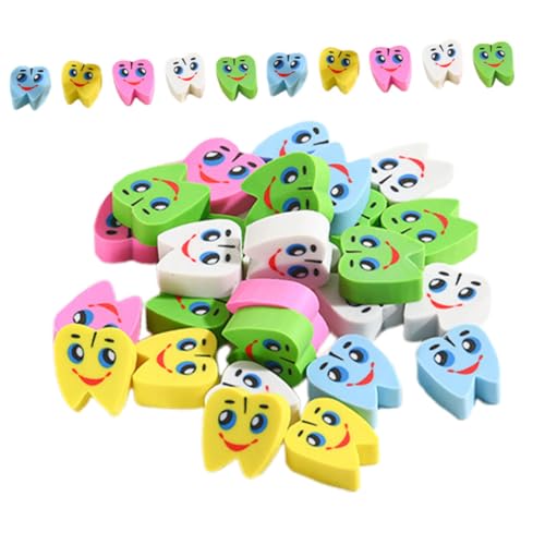 HOUDERCO 60Stücke Cartoon Radiergummis Bunten Zahnformen Mini Radiergummis Für Schulbedarf Und Mitgebsel Für Kindergeburtstag Belohnungen Im Klassenzimmer Lustige von HOUDERCO