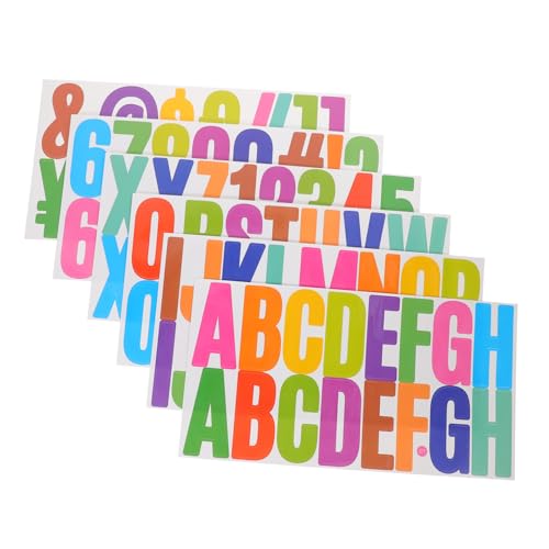 HOUDERCO 6Blätter Bögen Selbstklebende Buchstaben und Zahlenaufkleber DIY Alphabet Sticker für Briefkasten Mülleimer Dekoration und Bastelprojekte von HOUDERCO