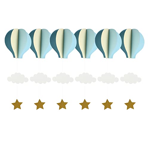 HOUDERCO 6Stücke Heißluftballon Hängende Dekorationen Girlande aus Papier Bunte Ornamente für Babyparty und Feste Wiederverwendbar und Party Deko von HOUDERCO